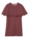 Chloé Eyelet-trimmed Cape Dress In Brown