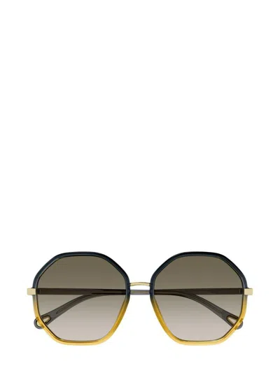 Chloé Eyewear Hexagon Frame Sunglasses In Grey