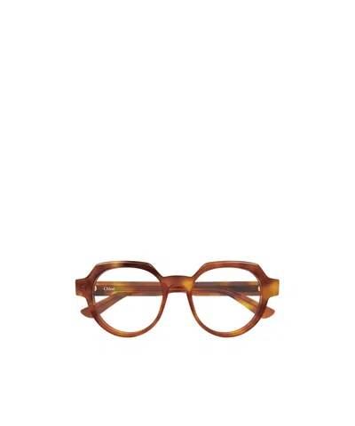 Chloé Eyewear Geometric Frame Glasses In Brown