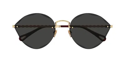Chloé Geometric-frame Sunglasses In Gold