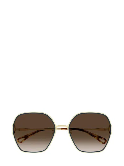 Chloé Eyewear Round Frame Sunglasses In Gold