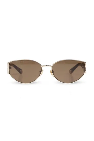 Chloé Logo-engraved Oval-lens Sunglasses In Multi
