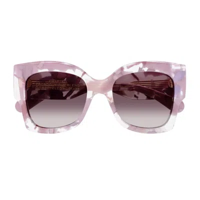 Chloé Ch0252s Linea Gayia 005 Nude Violet Sunglasses In Multicolore