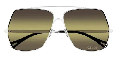 Chloé Gradient Aviator Metal Sunglasses In Silver