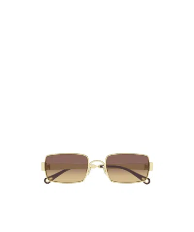 Chloé Eyewear Rectangle Frame Sunglasses In Gold