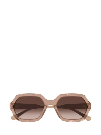Chloé Eyewear Rectangular Frame Sunglasses In Beige