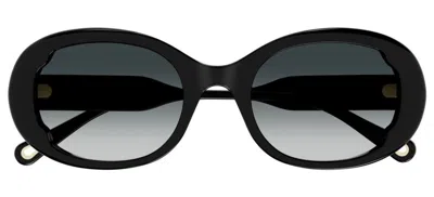 Chloé Eyewear Retro Oval Frame Sunglasses In Black