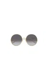 Chloé Gold-gold-grey Metal Sunglasses In Gray