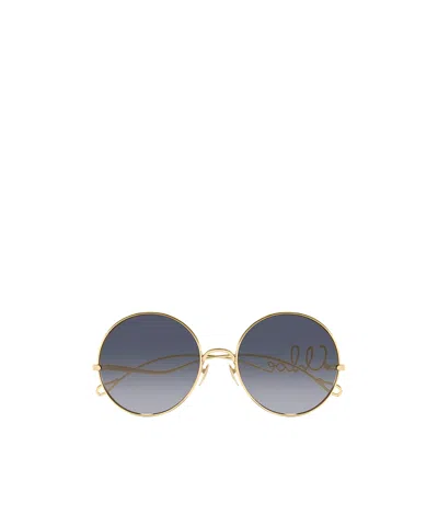 Chloé Eyewear Round Frame Sunglasses In Gold