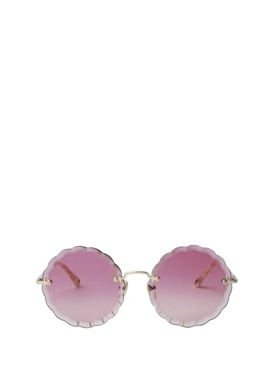 Chloé Eyewear Round Scalloped Frame Sunglasses In Gold