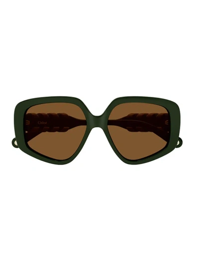 Chloé Eyewear Squared Frame Sunglasses In Green