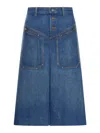 Chloé Faded Denim Midi Skirt In Blue