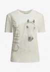 Chloé Faded Horse-print Cotton Jersey T-shirt In White