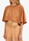 Chloé Faded Logo Cropped Boxy T-shirt In Orange
