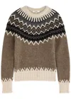 Chloé Pull Ajusté En Maille De Laine À Motif Fair Isle Femme Brun Taille L 84% Wool Vicugna Pacos, Farmed, In Brown