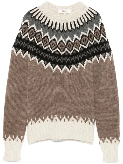CHLOÉ FAIR-ISLE-PULLOVER MIT STEHKRAGEN