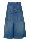 Chloé Knee-length Skirt In Washed Blue Denim Women In Blue