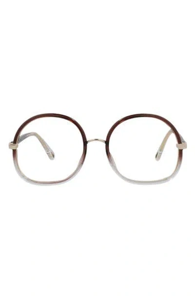 Chloé Fashion 55mm Round Optical Glasses In Brown Brown