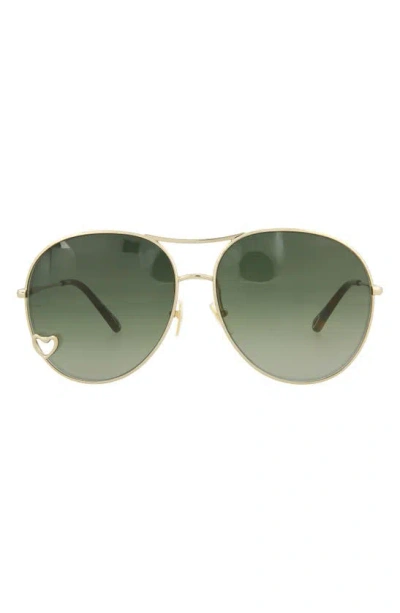 Chloé Fashion 63mm Oversize Aviator Sunglasses In Gold Gold  display picture 2