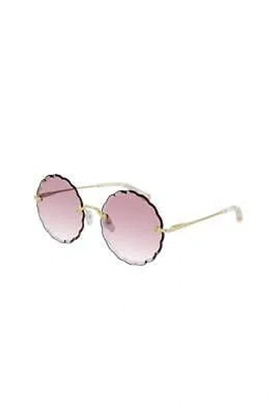 Pre-owned Chloé Chloe Fashion Metal Sunglasses With Pink Gradient Lens For Women - Size 60mm In Gold