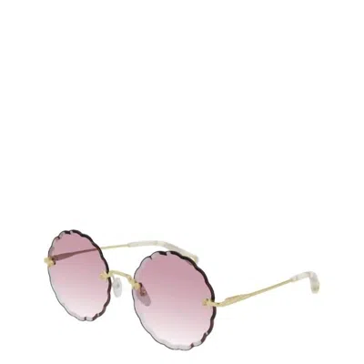 Chloé Fashion Metal Sunglasses With Pink Gradient Lens In Gold