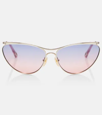 Chloé Aviator-style Gold-tone Sunglasses In White