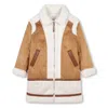 Chloé Faux-suede Coat In Brown
