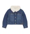 Chloé Faux-fur Collar Denim Jacket In Blue
