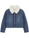 Chloé Faux-fur Collar Denim Jacket In Blue