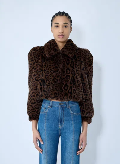 CHLOÉ FAUX-FUR CROPPED BOMBER JACKET
