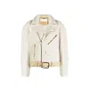 Chloé Suede-trim Shearling Moto Jacket In Beige