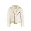 Chloé Suede-trim Shearling Moto Jacket In Neutral