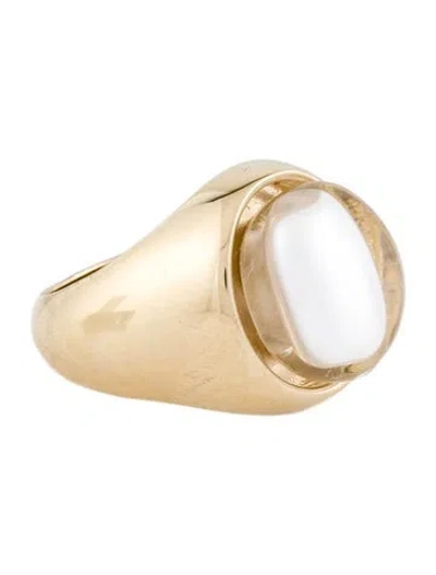 Pre-owned Chloé Faux Pearl Darcey Cocktail Ring In White