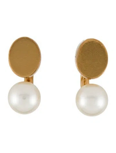 Pre-owned Chloé Faux Pearl Darcey Drop Earrings In White