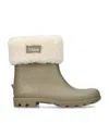 Chloé Taupe Comb Logo-patch Faux-shearling And Rubber Boots&nbsp; Eur 34 / 2 Uk In Animal Print