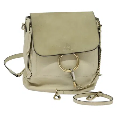 Pre-owned Chloé Chloe Faye Backpack Leather And Suede Beige Suede Backpack Bag () In Sand