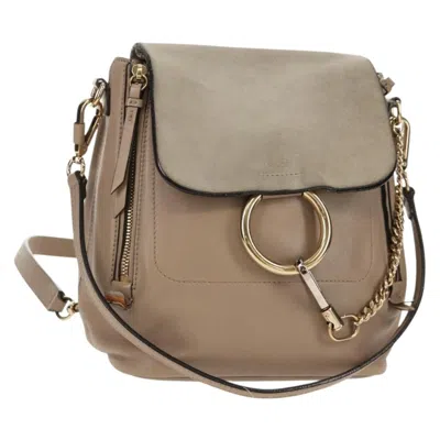 Pre-owned Chloé Chloe Faye Backpack Leather And Suede Beige Suede Backpack Bag () In Sand