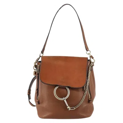 Pre-owned Chloé Chloe Faye Backpack Leather And Suede Brown Suede Backpack Bag ()