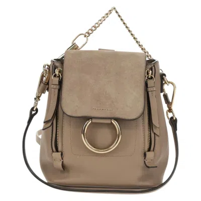 Pre-owned Chloé Chloe Faye Backpack Leather And Suede Gray Leather Backpack Bag ()