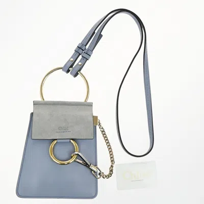 Pre-owned Chloé Chloe Faye Bracelet Crossbody Bag Leather And Suede Blue Leather Shoulder Bag Bag ()