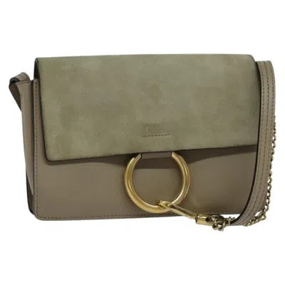 Pre-owned Chloé Chloe Faye Crossbody Leather And Suede Gray Suede Shoulder Bag Bag ()