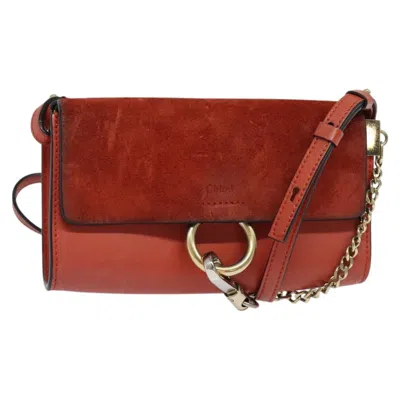 Pre-owned Chloé Chloe Faye Crossbody Leather And Suede Red Suede Shoulder Bag Bag ()