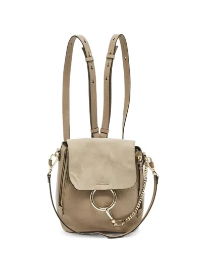 Pre-owned Chloé Faye Day Backpack In Neutral