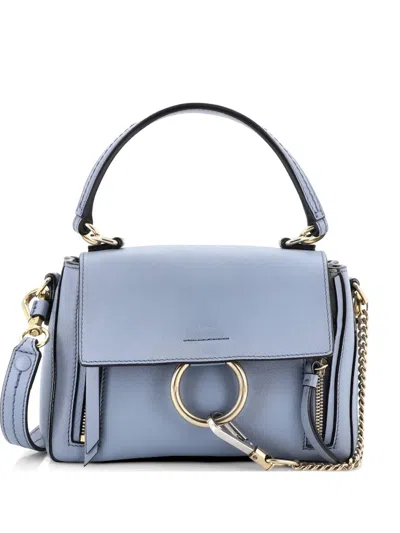 Pre-owned Chloé Faye Day Bag Leather Mini Shoulder Bag In Blue