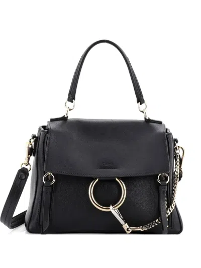 Pre-owned Chloé Faye Day Bag Leather Small Satchel In Black