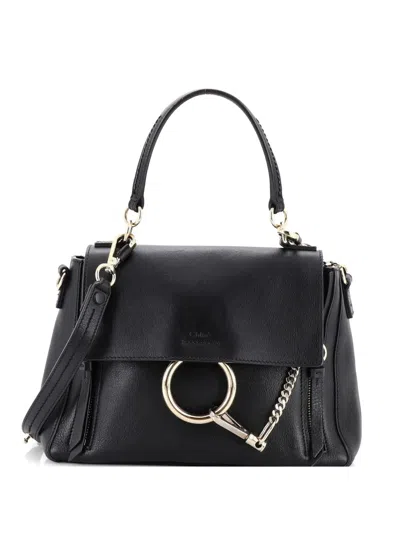Pre-owned Chloé Faye Day Bag Leather Small Satchel In Black