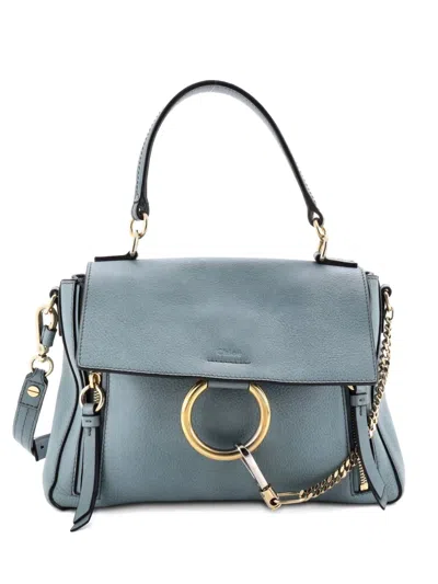Pre-owned Chloé Faye Day Bag Leather Small Satchel In Blue
