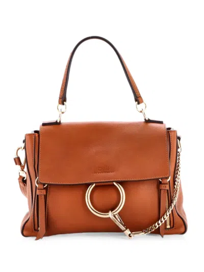 Pre-owned Chloé Faye Day Bag Leather Small Satchel In Brown
