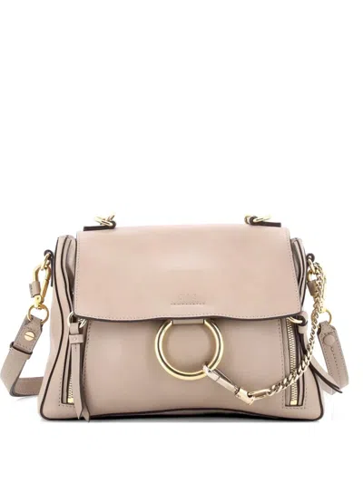 Pre-owned Chloé Faye Day Bag Leather Small Satchel In Neutral
