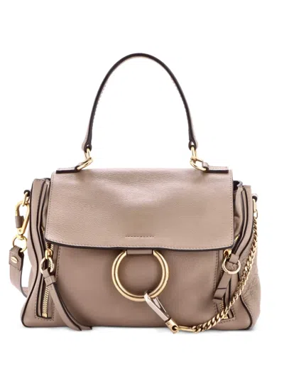 Pre-owned Chloé Faye Day Bag Leather Small Satchel In Neutral